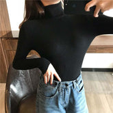 Autumn Winter Women Thick Sweater Knitted Ribbed Turtleneck Sweaters - Acapparelstore